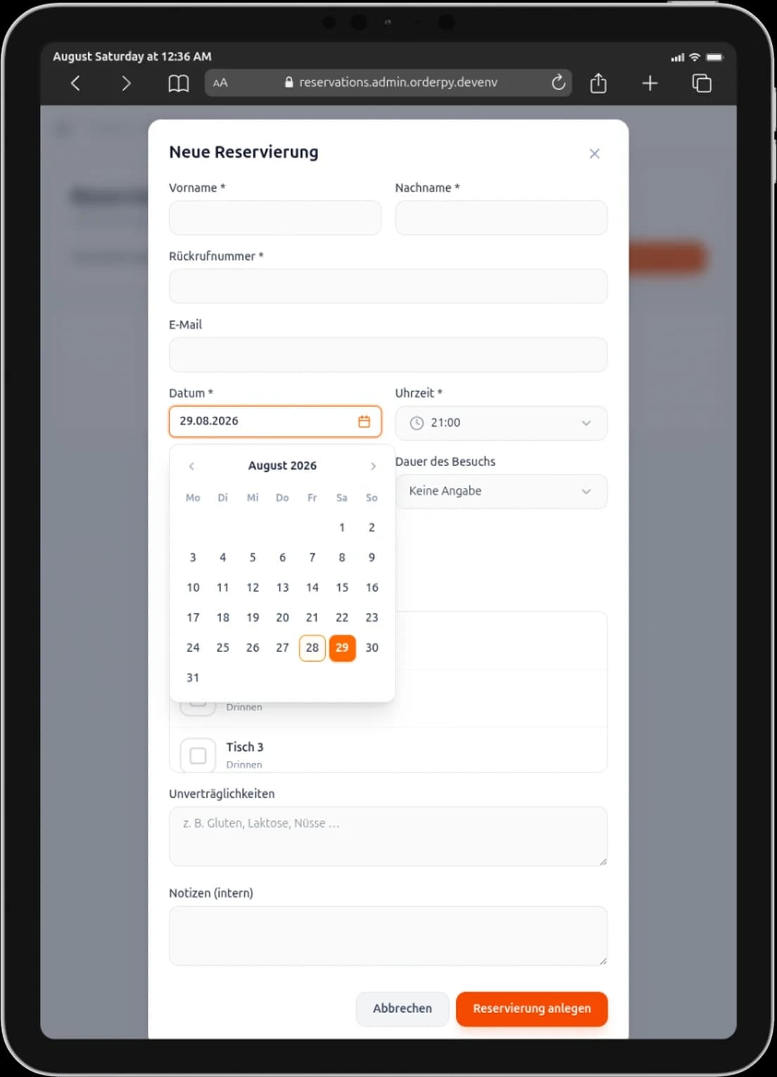 OrderPy Reservations — Screenshot folgt.